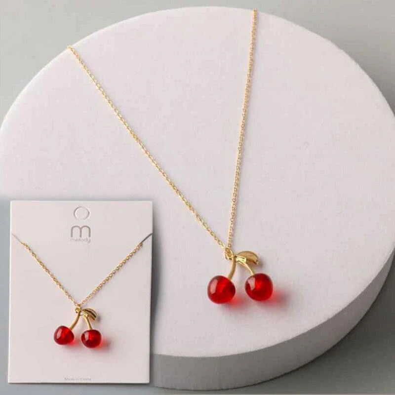 Cherry glass necklace