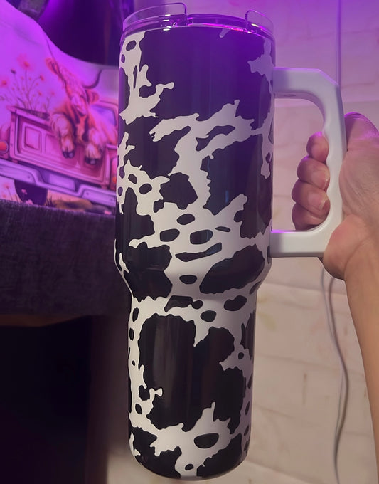 40OZ cow print