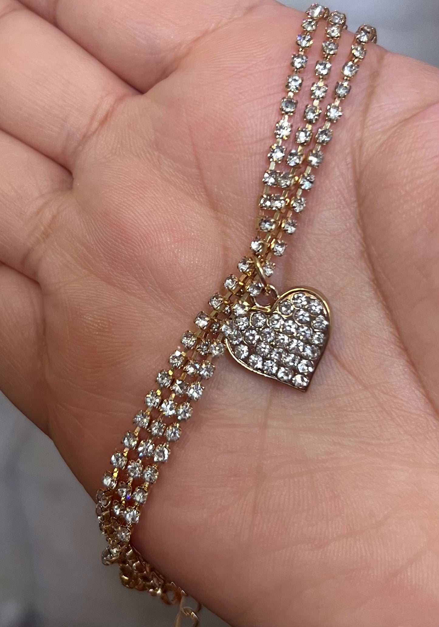Adjustable 3 layer heart anklet